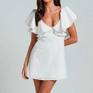Showpo Mitchelle Mini Dress - Plunge Neck Cotton Babydoll